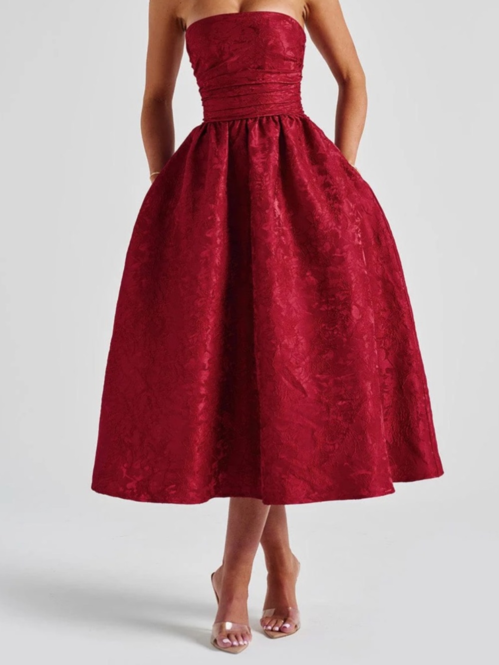 Saoirse Midi Dress in Wine Red